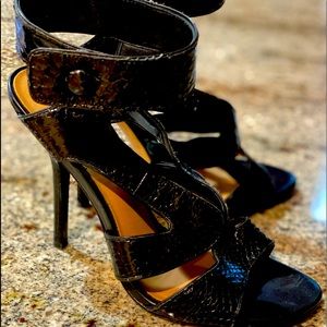 Black, stiletto heels.